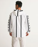 Mens Hooded Windbreaker - Blessed Sleeve Stripe White Water Resistant - MapleARTUS