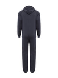 Winter Men's One-piece Thermal Hooded Jumpsuit for Casual Zip Up