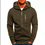 Men's Casual Hooded Jacket - Full Zip, Long Sleeve, Polyester Blend, Solid Color with Kangaroo Pocket - Perfect for Fall