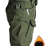 Men's Fleece-Lined Waterproof Tactical Pants for Outdoor Winter Wear