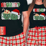 Cozy Christmas Couples Pajama Set - Cotton Blend Crew Neck T-Shirt