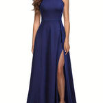 Elegant High Waist Split Thigh Maxi Dress - Women's Party