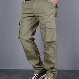 Men's Casual Cargo Pants with Multi-Pocket Design - Loose Fit, Drawstring Waist for Hiking, Fishing