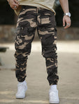 Men's Camouflage Cropped Multi-functional Cargo Pants - Durable, Water-Resistant Fabric - For Hiking, Camping