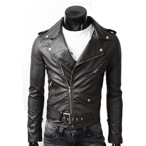 Ninja Stealth Black Mens  Faux Leather Biker Jacket - MapleARTUS