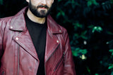 Fillmore - Men's Leather Motorcycle Jacket (Oxblood) - MapleARTUS