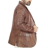Blazer Harper Brown Leather Jacket - MapleARTUS