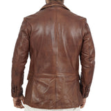Blazer Harper Brown Leather Jacket - MapleARTUS
