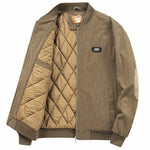 Mens Round Collar Winter Zipped Up Elbow Patch Jacket - MapleARTUS
