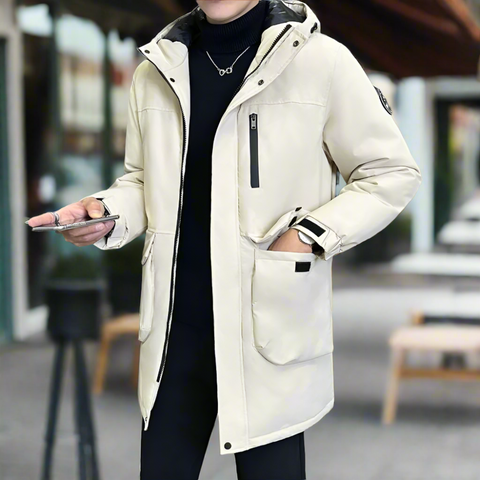 Mens Mid Length Windproof Hooded Jacket - MapleARTUS