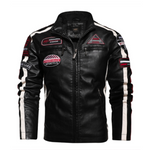 Mens Biker Vegan Leather Jacket With Badges - MapleARTUS