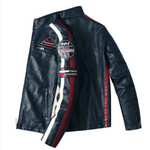 Mens Biker Vegan Leather Jacket With Badges - MapleARTUS