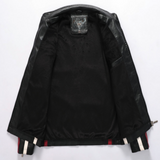 Mens Biker Vegan Leather Jacket With Badges - MapleARTUS