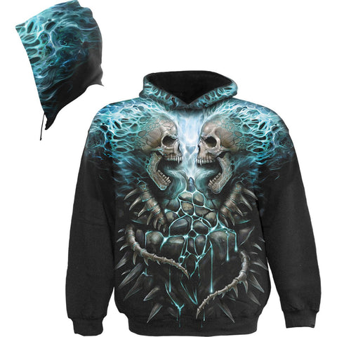 FLAMING SPINE - Allover Hoody Black - MapleARTUS