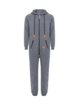 Winter Men's One-piece Thermal Hooded Jumpsuit for Casual Zip Up