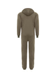 Winter Men's One-piece Thermal Hooded Jumpsuit for Casual Zip Up