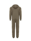 Winter Men's One-piece Thermal Hooded Jumpsuit for Casual Zip Up