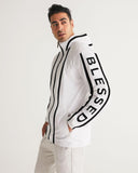 Mens Hooded Windbreaker - Blessed Sleeve Stripe White Water Resistant - MapleARTUS