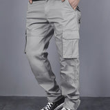 Men's Casual Cargo Pants with Multi-Pocket Design - Loose Fit, Drawstring Waist for Hiking, Fishing