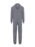 Winter Men's One-piece Thermal Hooded Jumpsuit for Casual Zip Up