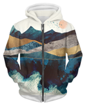 Blue Mountain Reflection 1 UNISEX ZIP HOODIE - MapleARTUS