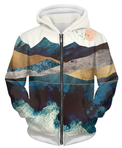 Blue Mountain Reflection 1 UNISEX ZIP HOODIE - MapleARTUS