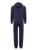 Winter Men's One-piece Thermal Hooded Jumpsuit for Casual Zip Up