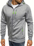 Men's Casual Hooded Jacket - Full Zip, Long Sleeve, Polyester Blend, Solid Color with Kangaroo Pocket - Perfect for Fall