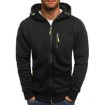 Men's Casual Hooded Jacket - Full Zip, Long Sleeve, Polyester Blend, Solid Color with Kangaroo Pocket - Perfect for Fall