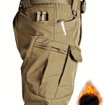 Men's Fleece-Lined Waterproof Tactical Pants for Outdoor Winter Wear