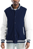 Melton Varsity Letterman Jacket Faux Navy White Team Jacket BJ222