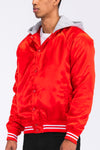 Satin Hooded Varsity Jacket - MapleARTUS