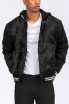 Satin Hooded Varsity Jacket - MapleARTUS