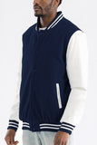 Melton Varsity Letterman Jacket Faux Navy White Team Jacket BJ222