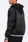 Satin Hooded Varsity Jacket - MapleARTUS