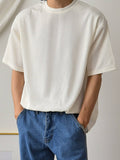 DAZY Men Solid Ribbed Knit Drop Shoulder Tee - MapleCo