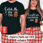 Cozy Cotton Couples' Christmas Pajama Set - Funny Matching Prints, Round Neck Short Sleeve Tops