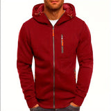 Men's Casual Hooded Jacket - Full Zip, Long Sleeve, Polyester Blend, Solid Color with Kangaroo Pocket - Perfect for Fall