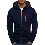 Men's Casual Hooded Jacket - Full Zip, Long Sleeve, Polyester Blend, Solid Color with Kangaroo Pocket - Perfect for Fall