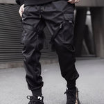 Mens Versatile Black Cargo Pants - Relaxed Fit with Multiple Pockets - Comfortable Streetwear for Casual and Outdoor Wear