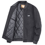 Mens Round Collar Winter Zipped Up Elbow Patch Jacket - MapleARTUS