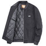 Mens Round Collar Winter Zipped Up Elbow Patch Jacket - MapleARTUS