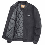 Mens Round Collar Winter Zipped Up Elbow Patch Jacket - MapleARTUS