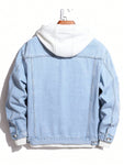 Manfinity EMRG Men's Simple Casual Loose Fit Denim Jacket, Light Blue Jacket For Boyfriend Gift - MapleCo