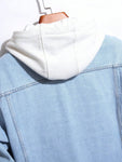 Manfinity EMRG Men's Simple Casual Loose Fit Denim Jacket, Light Blue Jacket For Boyfriend Gift - MapleCo