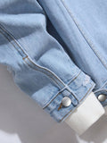 Manfinity EMRG Men's Simple Casual Loose Fit Denim Jacket, Light Blue Jacket For Boyfriend Gift - MapleCo