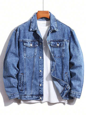 Manfinity Hypemode Men's Simple Casual Loose Denim Jacket - MapleCo