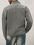 Manfinity RivetRise Men's Vintage Casual Loose Fit Gray Green Denim Jacket - MapleCo