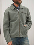 Manfinity RivetRise Men's Vintage Casual Loose Fit Gray Green Denim Jacket - MapleCo