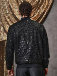 Manfinity AFTRDRK Men's Fashionable Zip-Up Sequin Bomber Jacket, Autumn - MapleCo